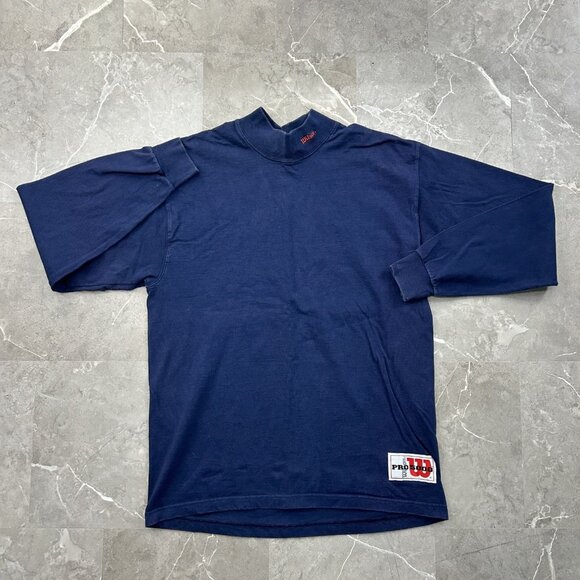 Vintage Wilson Mock Neck Shirt Mens Large Long Sleeve Baseball Pro 5000 - Picture 1 of 13